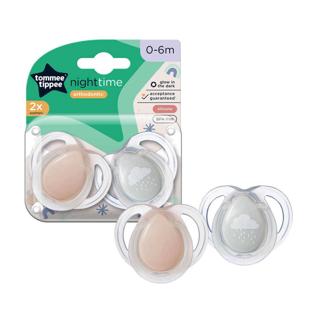 Tommee tippee glow in the dark pacifier pink 0-6m 2 pack