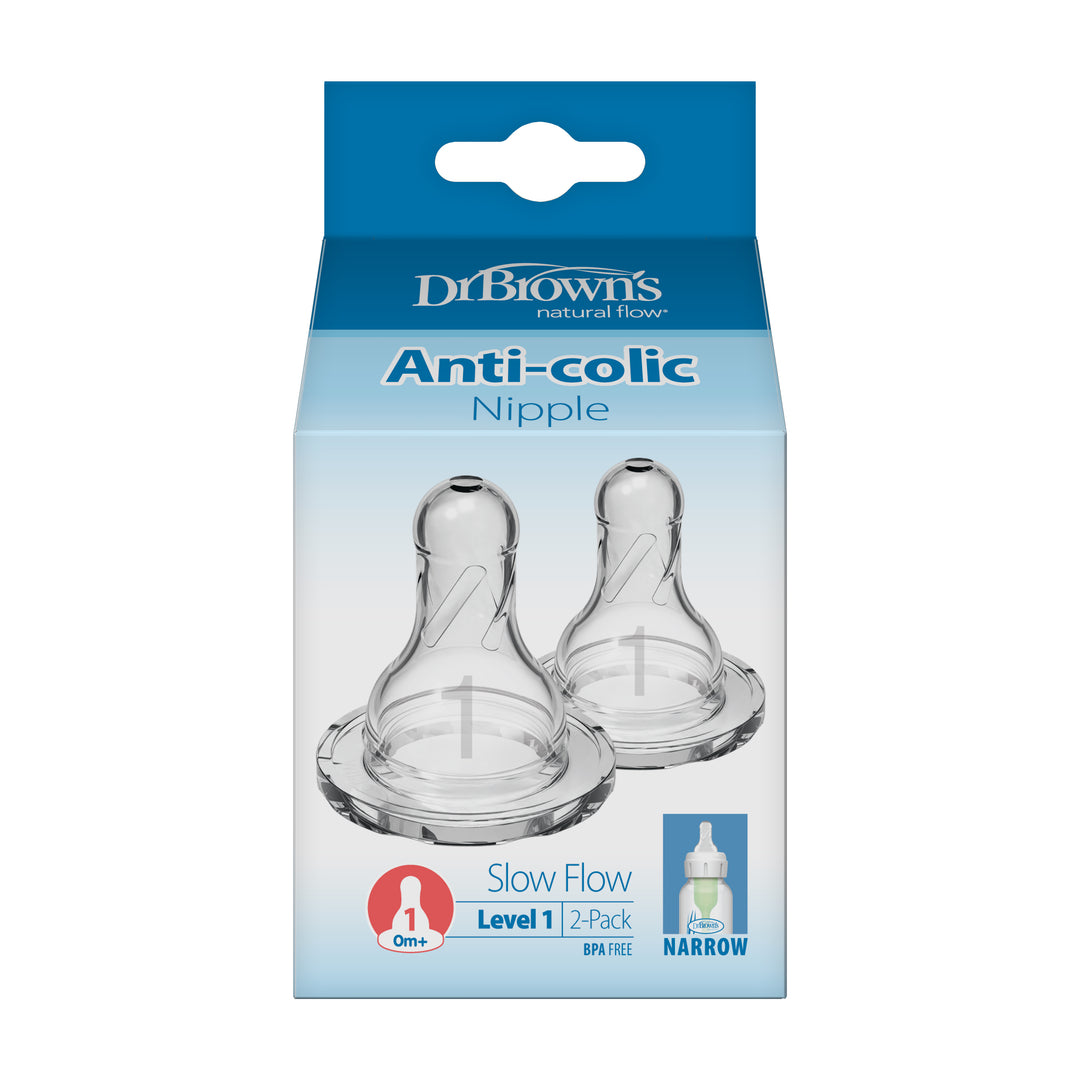 Flow Narrow Baby Bottle Silicone Nipple, 2-Pack level 1