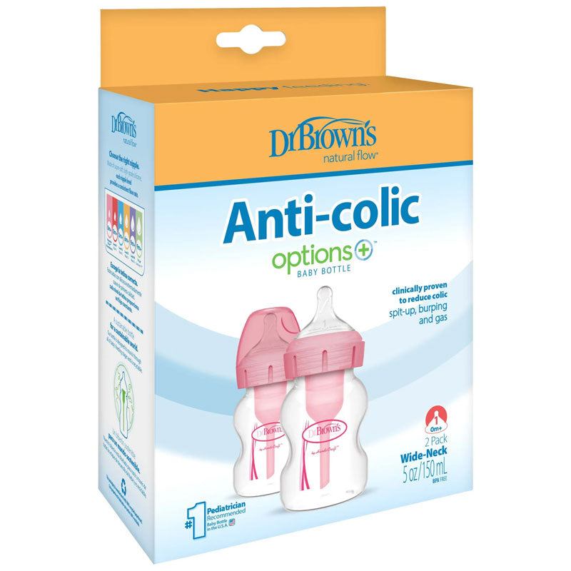 Wide neck Op+ bottles 150ml (pack of 2) Pink