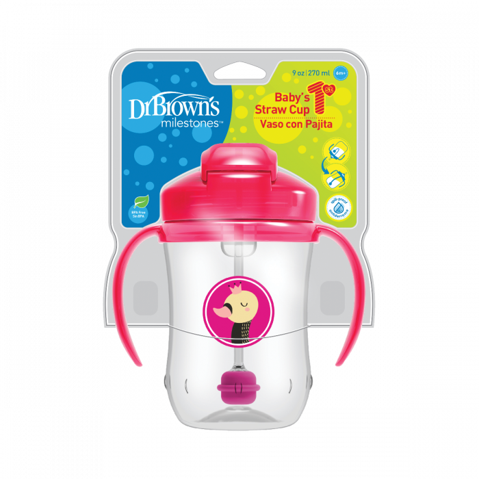 Straw cup 270ml 6m+ pink