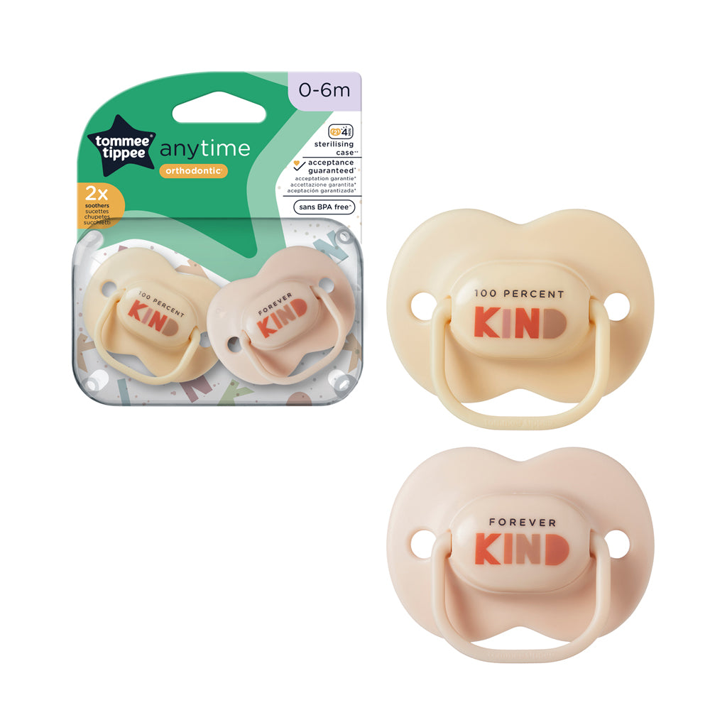 Tommee tippee anytime pacifier beige 0-6m 2 pack