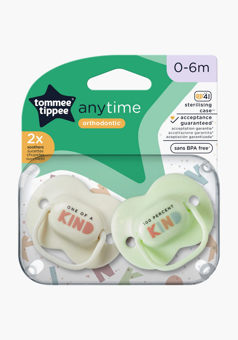 Tommee tippee anytime pacifier green 0-6m 2 pack