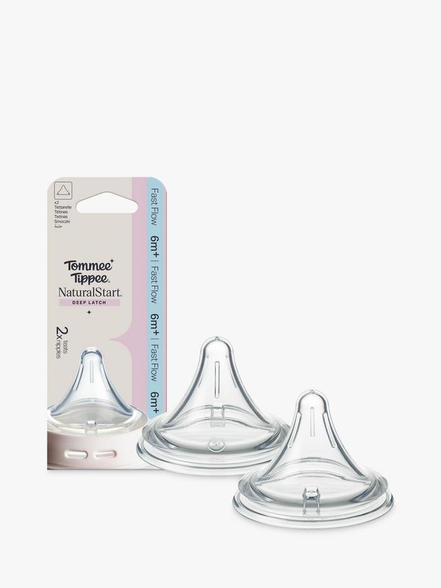 Tommee Tippee Natural Start Deep Latch Triangular Teats, Fast Flow, Pack of 2