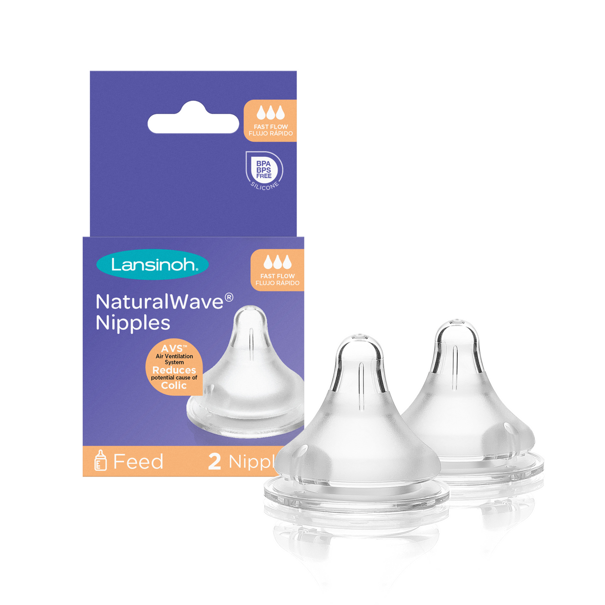 Lansinoh NaturalWave Teats fast flow 6m+
