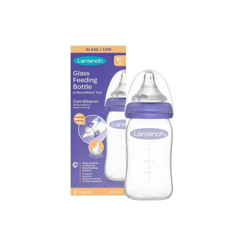 Lansinoh glass feeding bottle - 160ml (slow flow)