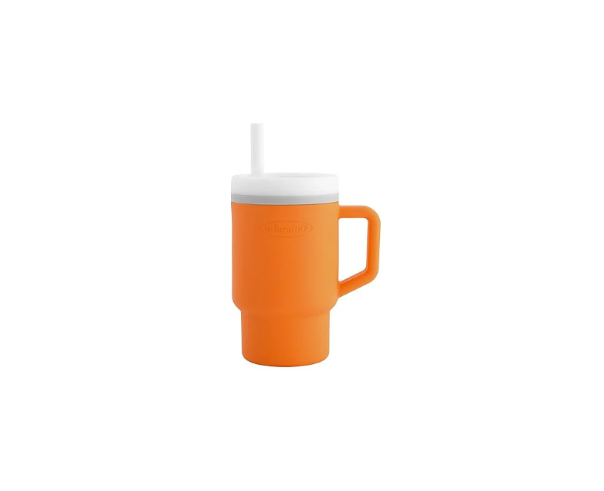 Infantino – My 1st Tumbler Silicone Cup with Straw and Handle orange