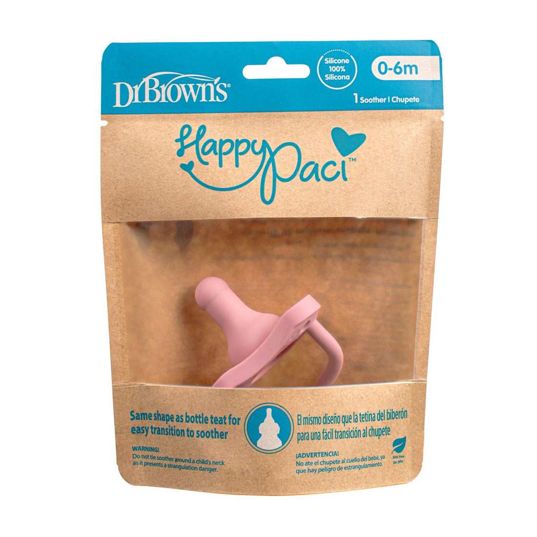 Dr brown's happy paci 0-6 m pink