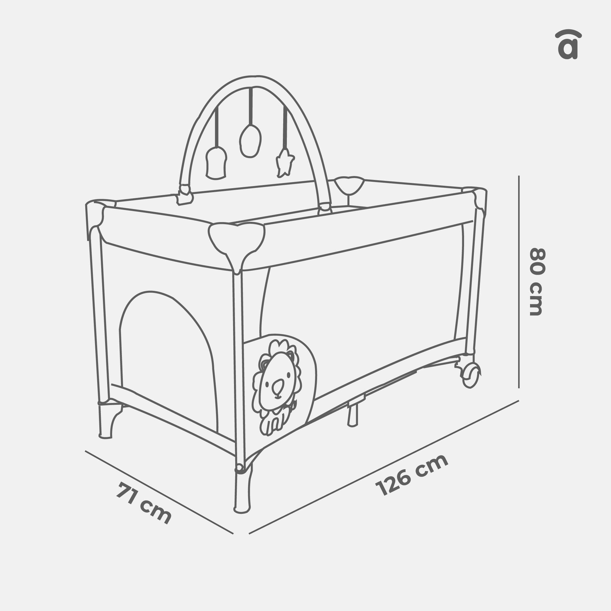 Asalvo Complete Duo lion grey Travel Cot