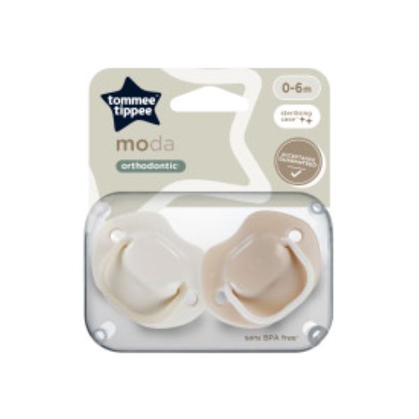 Tommee tippee moda pacifier beige 0-6m 2 pack