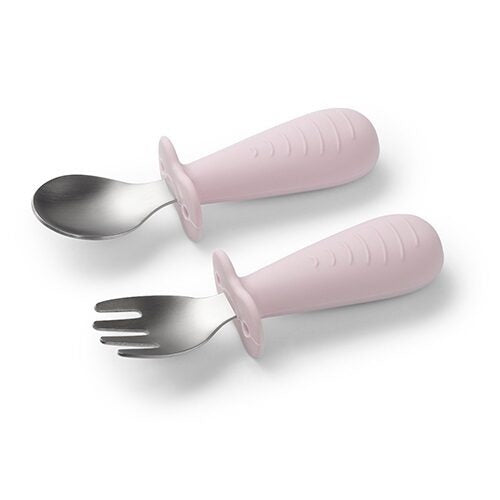 Babyono stainless steel spoon and fork pink
