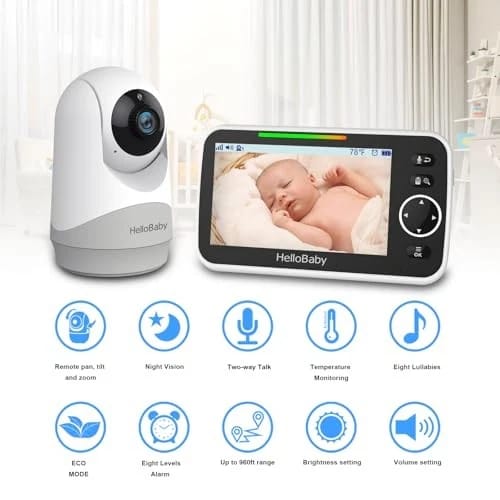 Hello baby monitor, 5.0 inch with remote pan and tilt