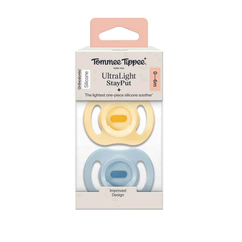 Tommee Tippee Ultra-Light Stayput Silicone Soother 0-6M green/yellow