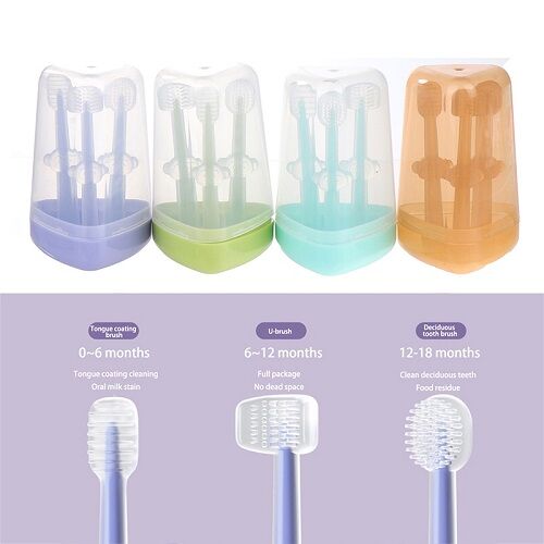 Silicone tooth and mouth cleaner 3per pack with box