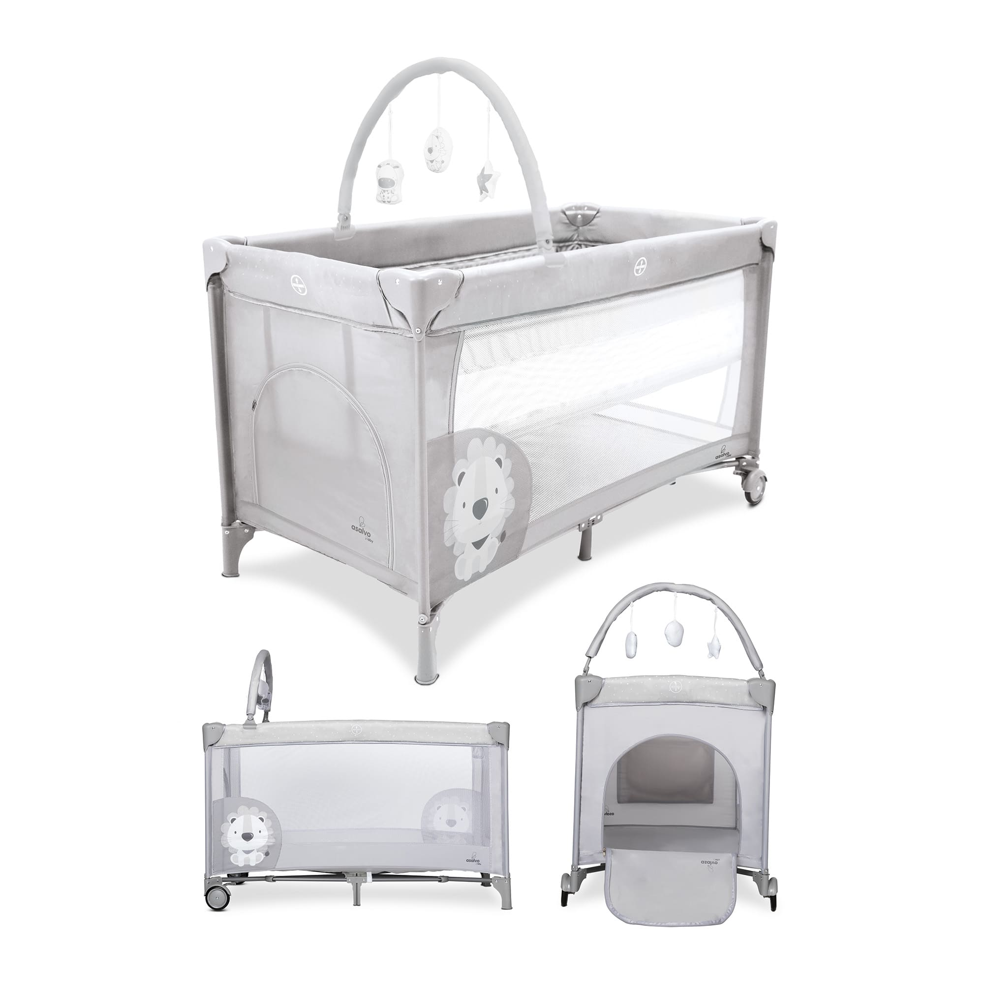 Asalvo Complete Duo lion grey Travel Cot