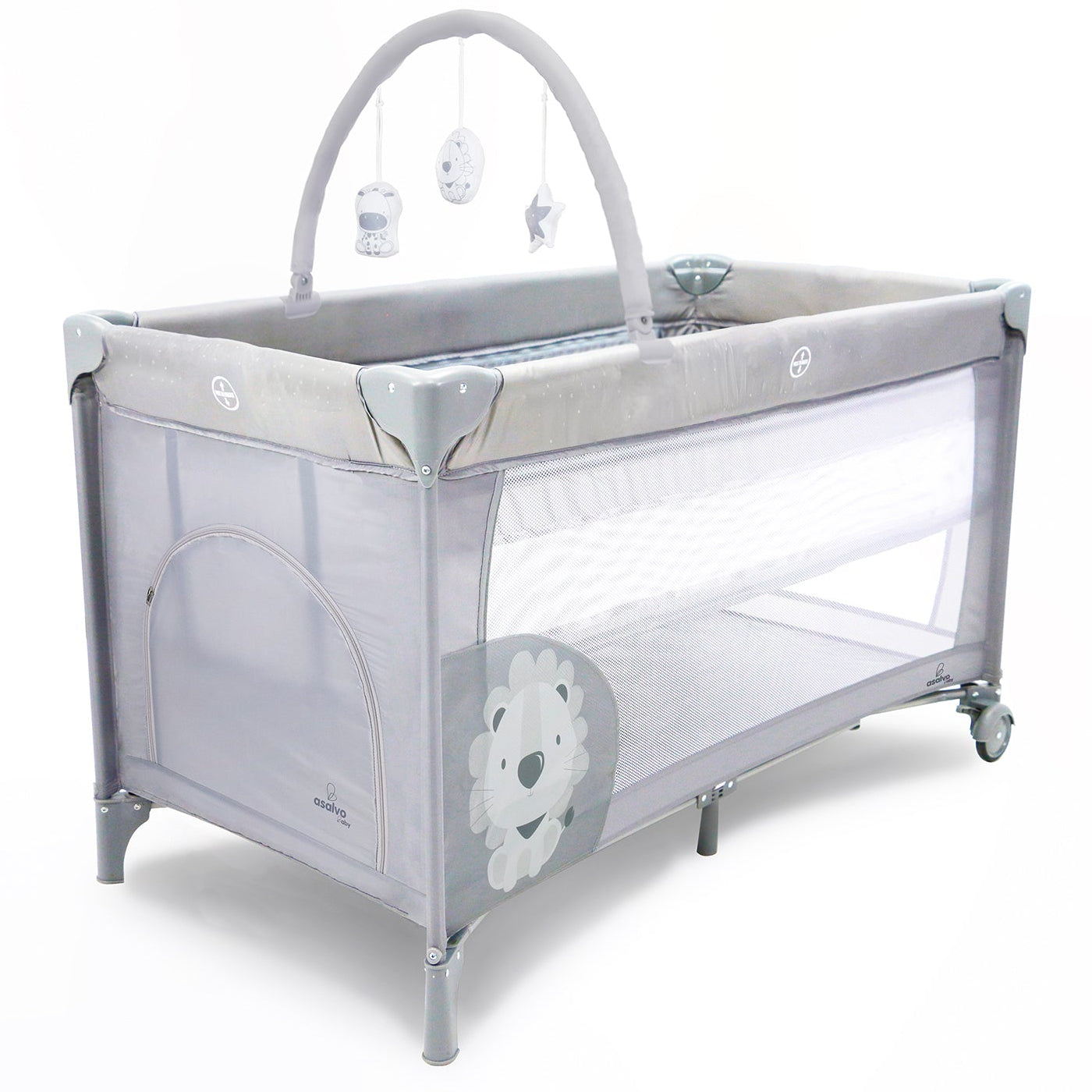 Asalvo Complete Duo lion grey Travel Cot