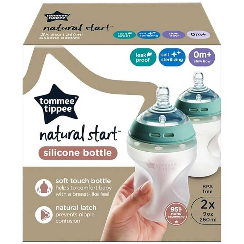 Tommee Tippee 0m+/ 2x260ml /self sterilising silicone feeding bottles