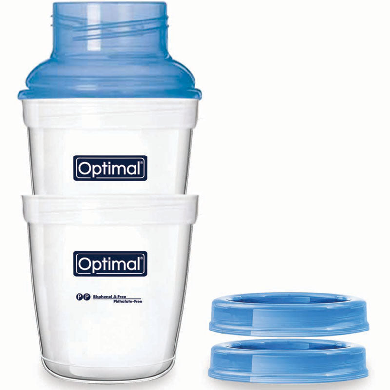 Optimal 0m+ Wide Neck Milk Dispenser & Food Storage Cups Blue