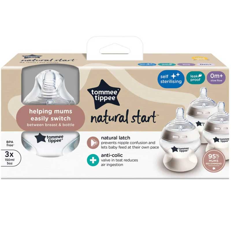 Tommee Tippee 0m+ 3x 150ml Self Sterilising Feeding Bottles