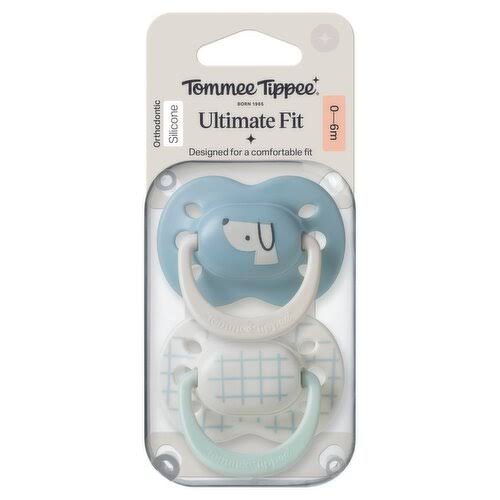 Tommee Tippee Ultimate Fit Pacifier, 0-6 Months blue/white/green