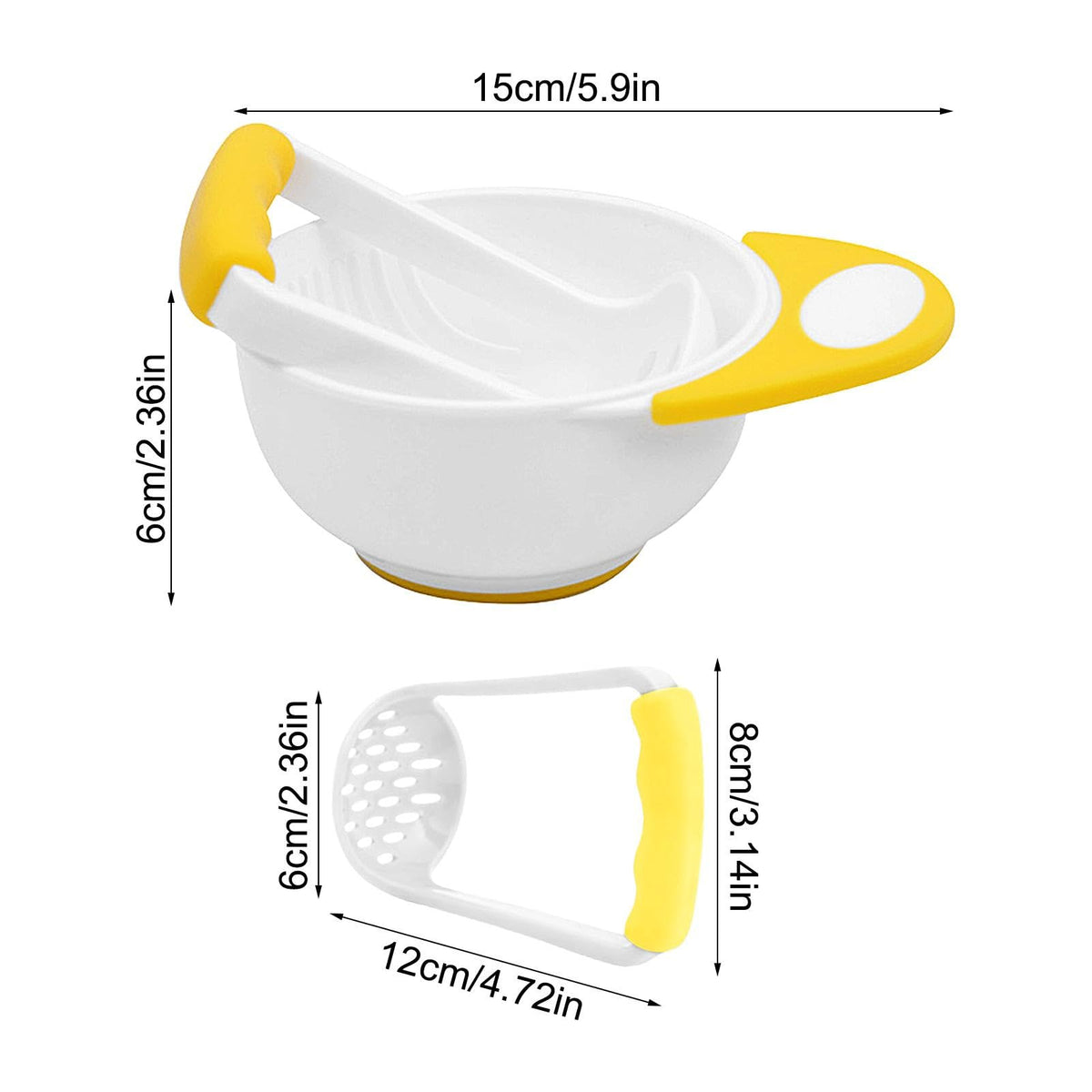 Baby feeding bowl with masher