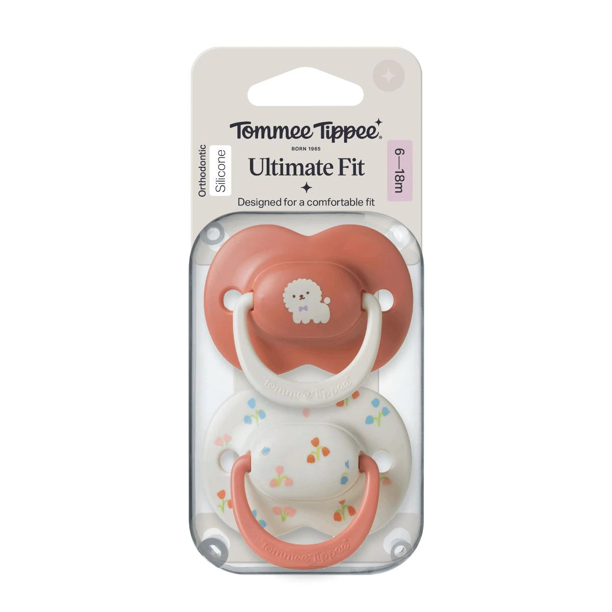 Tommee tippee ultimate fit orthodontic orange and white 6-18m pacifier