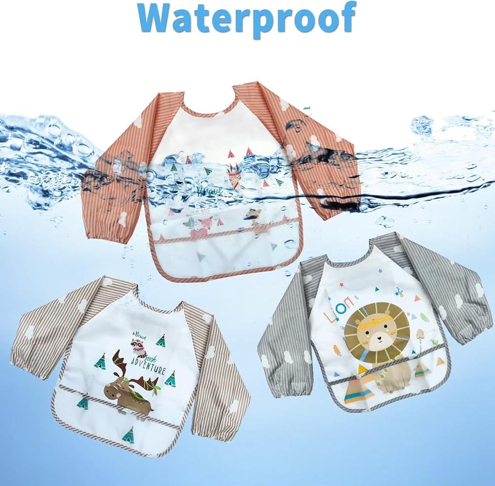 Silicone baby bib - waterproof with pocket