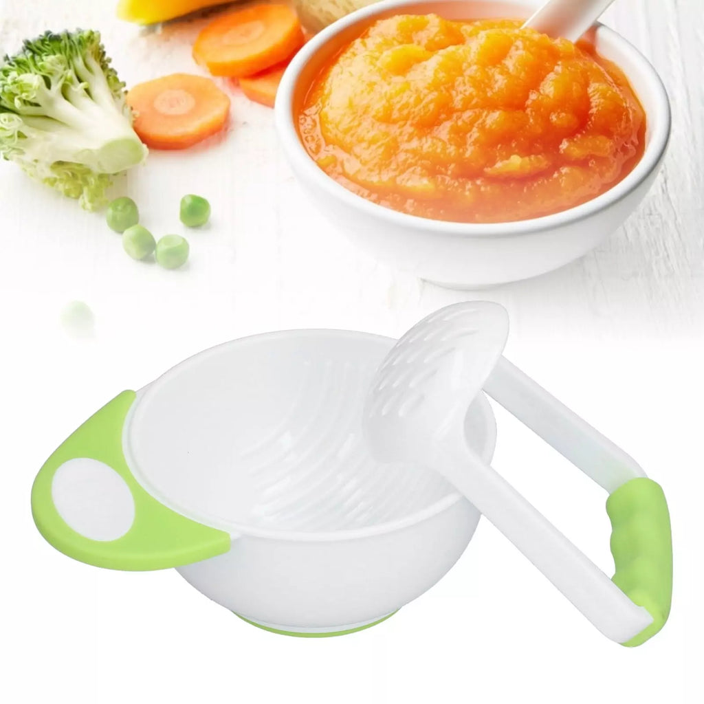 Baby feeding bowl with masher