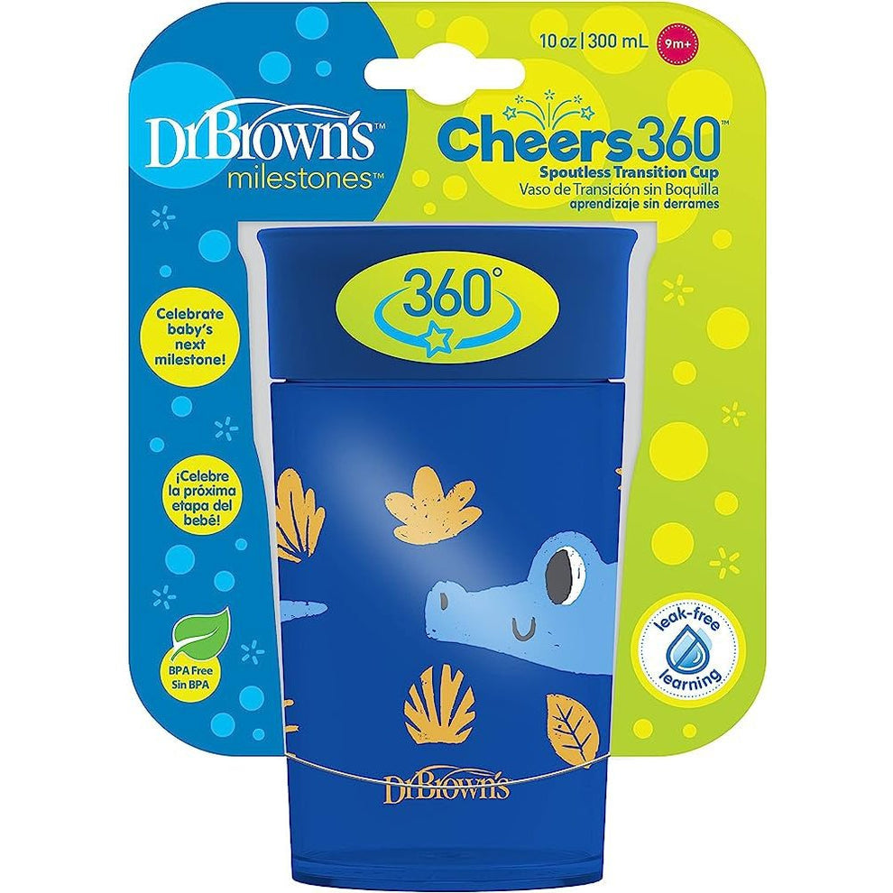 Jungle Fun Cheers 360 Spoutless Transition Sippy Cup with Handles, 10oz/300ml, 9m+