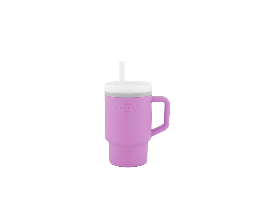 Infantino – My 1st Tumbler Silicone Cup with Straw and Handle purple