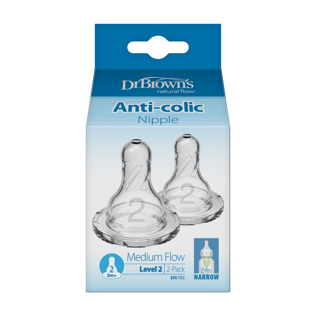 Flow Narrow Baby Bottle Silicone Nipple, 2-Pack level 2