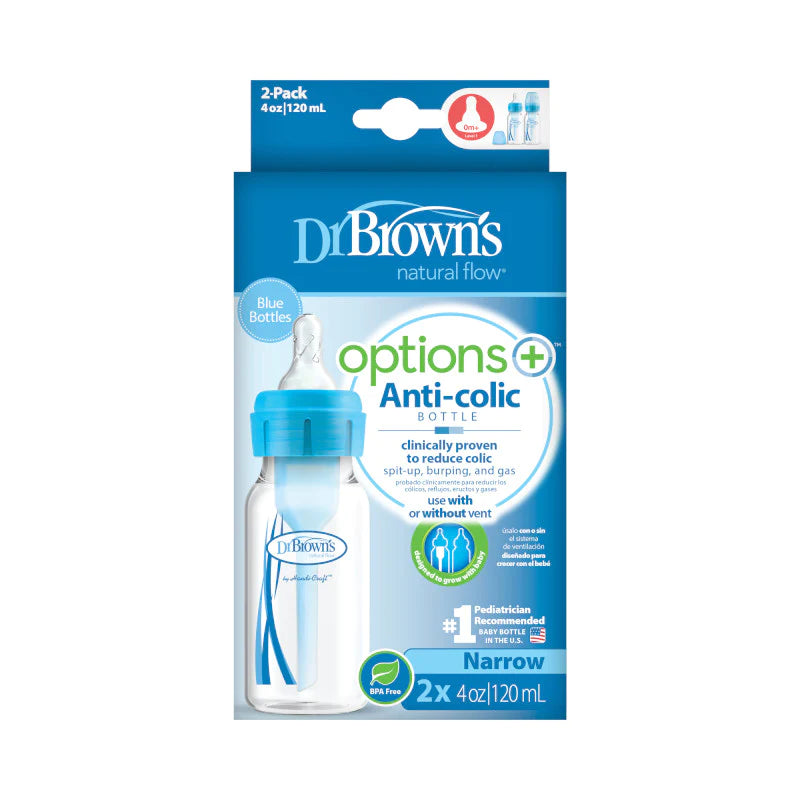Dr brown's set of 2 narrow bottles 120ml, 0m+