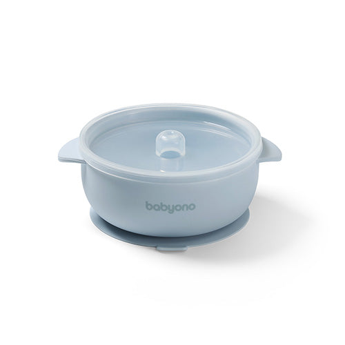Suction bowl with lid blue