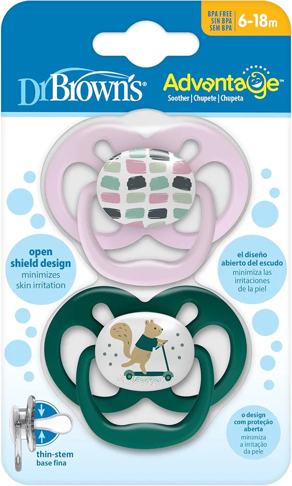 Dr. Brown's Advantage Pacifier - Stage 2, 2-Pack, Pink, 6-18 m
