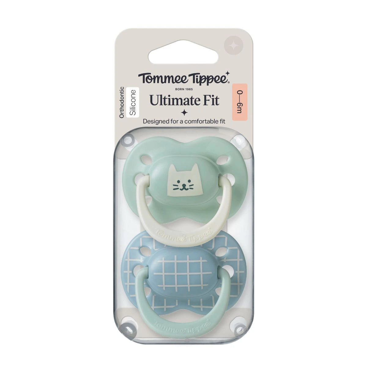 Tommee Tippee Ultimate Fit Pacifier, 0-6 Months green and blue