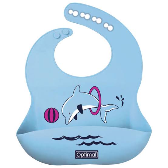 Optimal 4m+ Silicone Baby Bib Blue