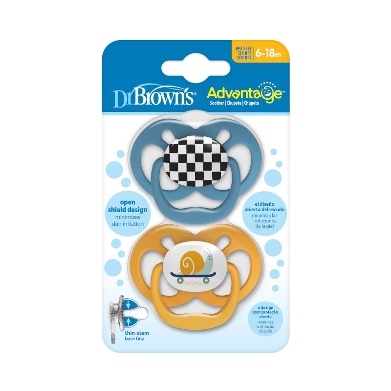 Dr. Brown's Advantage Pacifier - Stage 2, 2-Pack, Blue, 6-18 m