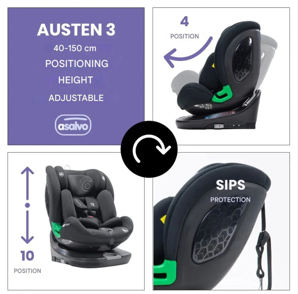 Asalvo Austen 3 carseat, 360° from birth until 12y