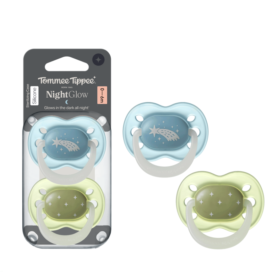 Tommee Tippee Night Time Soother 0-6m 2Pk green and blue