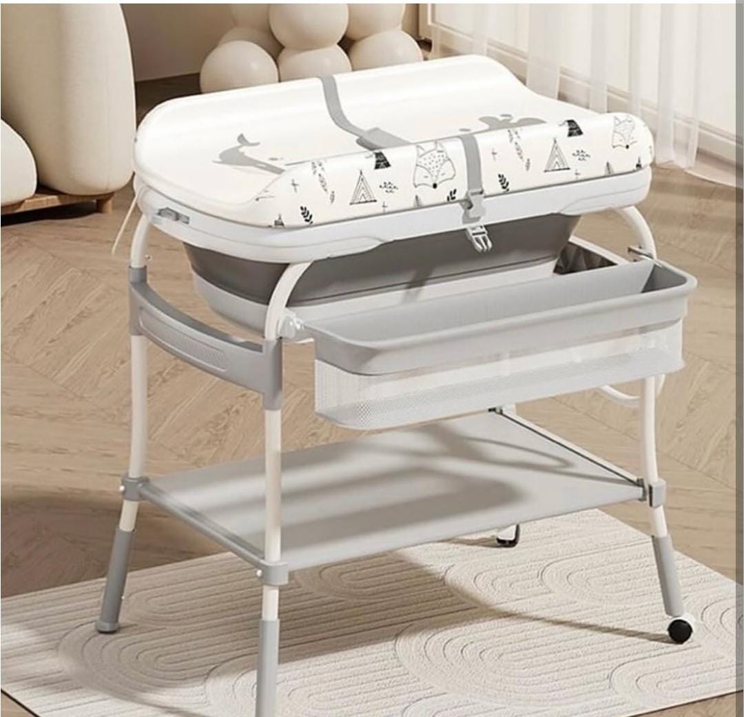 2 in 1 PopUp baby bath with changing mat nature with thermometer