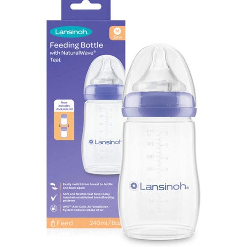 Lansinoh plastic feeding bottle - 240ml (medium flow)