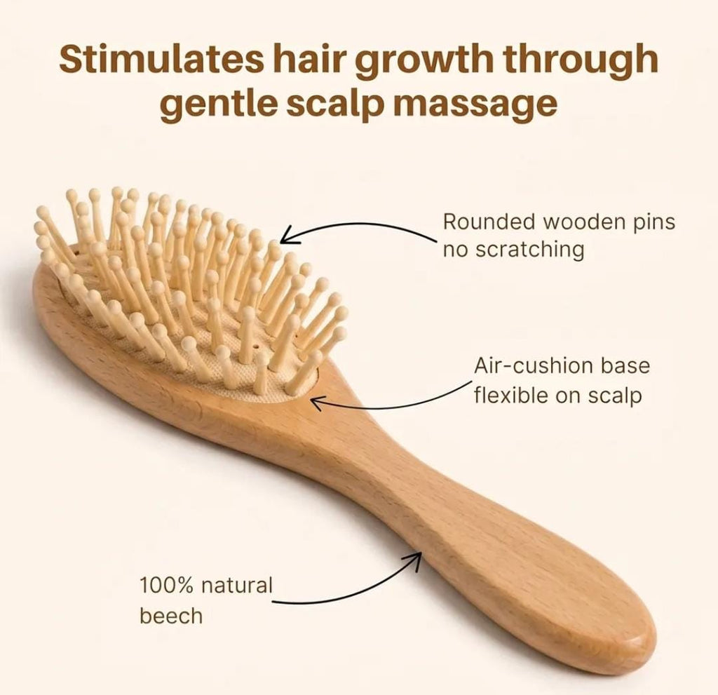Wooden brushes & comb - 3 pcs