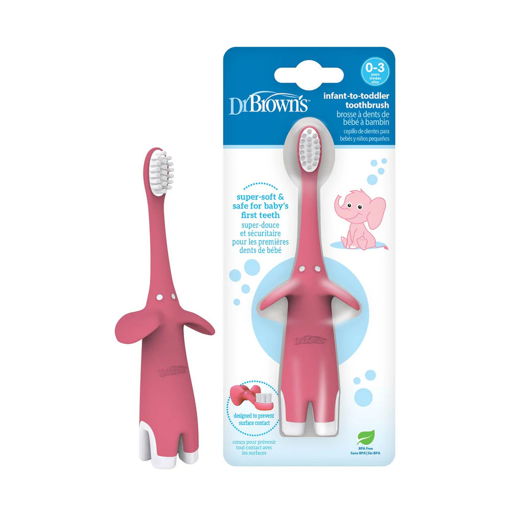 Dr. Brown's Pink Infant-To-Toddler Toothbrush Soft Bristles