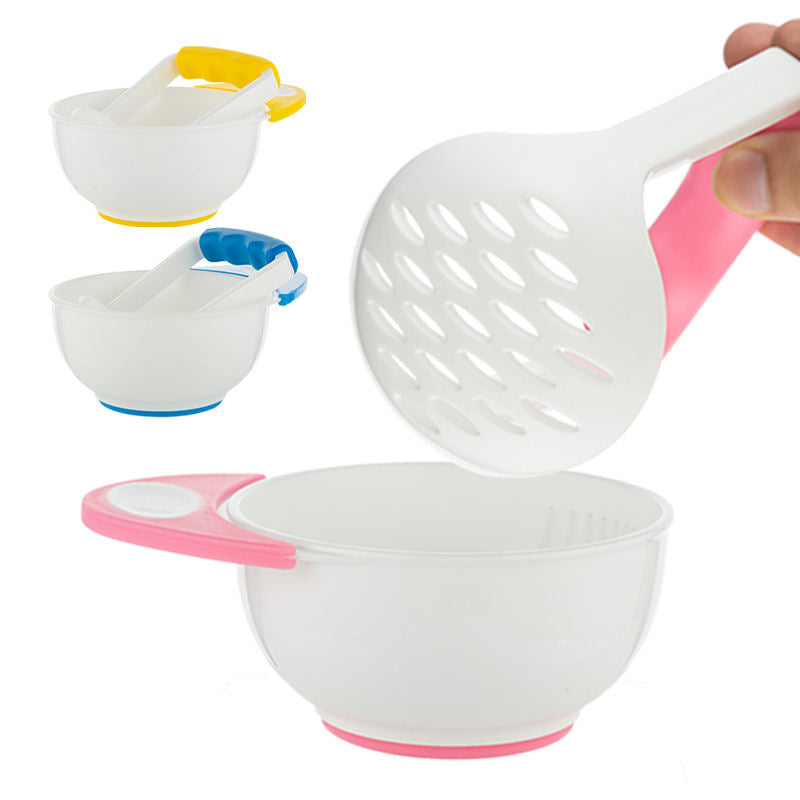 Baby feeding bowl with masher