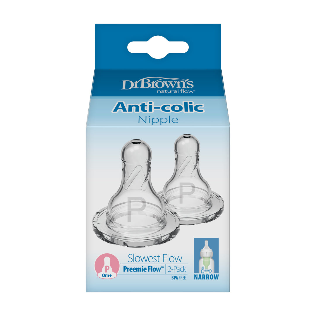 Flow Narrow Baby Bottle Silicone Nipple, 2-Pack