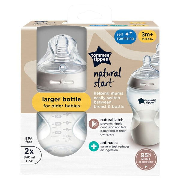 Tommee tippee natural start set of 2, 340ml 3m+