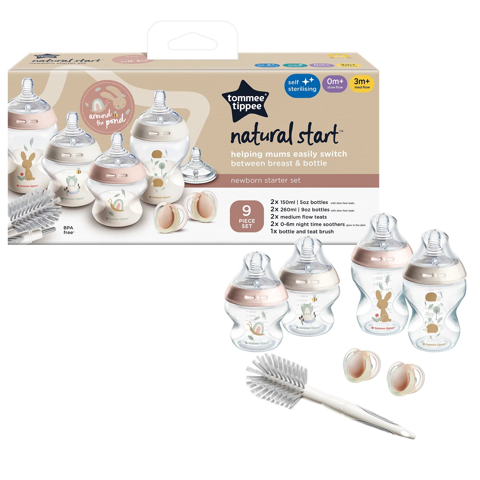 Tommee tippee natural start, 9 pcs starter set / bunny