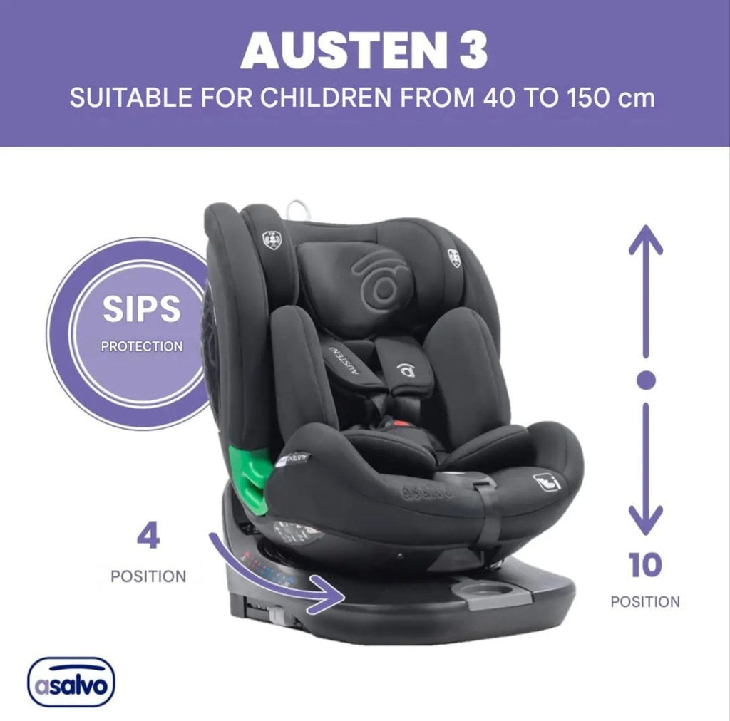 Asalvo Austen 3 carseat, 360° from birth until 12y