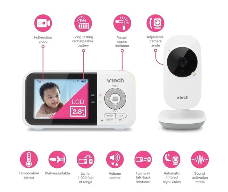 VTech VM819 Digital Video Baby Monitor 2.8'' White