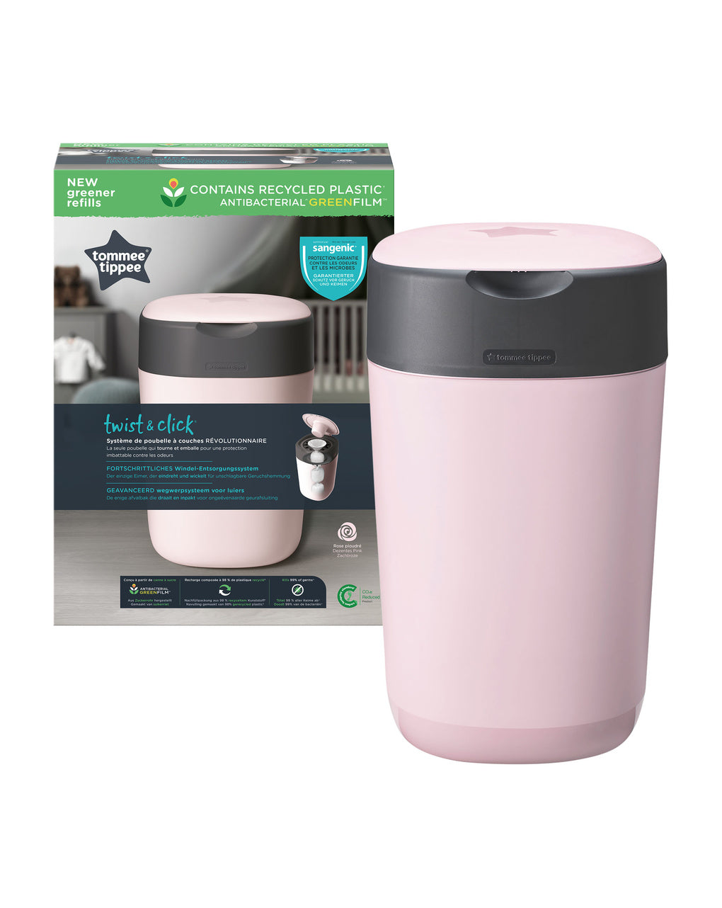 Twist & click advanced nappy disposal system pink