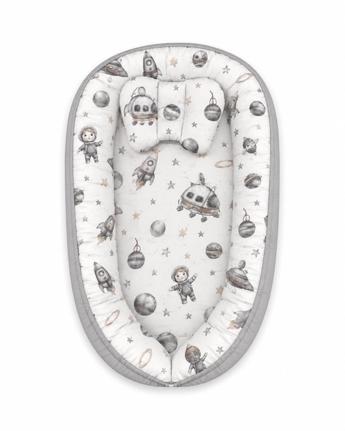 Baby nest grey astronaut theme